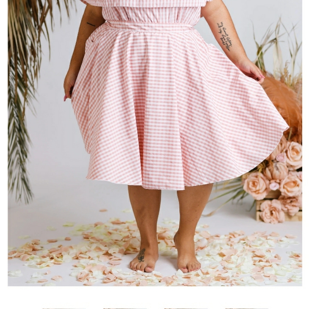 Pink gingham skirt